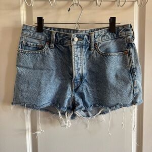 Old Navy | O. G Short High Rise Light Blue Jean Shorts Raw Hem Button Fly Size 8